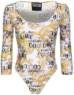 Versace Jeans Couture Witte Sweater met Logo Print Versace Jeans Couture , White , Dames - 2XS