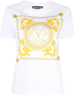 Versace Jeans Couture Witte T-shirt en Polo voor Vrouwen Versace Jeans Couture , White , Dames - M,S