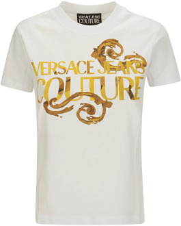 Versace Jeans Couture Witte T-shirt met Print Versace Jeans Couture , White , Heren - S