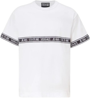 Versace Jeans Couture Witte T-shirts en Polos Versace Jeans Couture , White , Heren - 2Xl,Xl,L,M,S