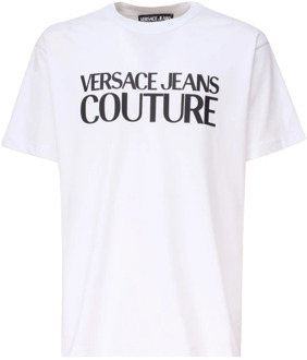 Versace Jeans Couture Witte T-shirts en Polos Versace Jeans Couture , White , Heren - 2Xl,Xl,L,S