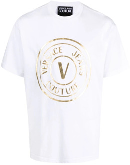 Versace Jeans Couture Witte T-Shirts Polos voor Heren Versace Jeans Couture , White , Heren - 2Xl,Xl,L,M,S