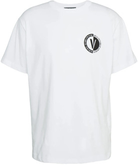 Versace Jeans Couture Witte T-shirts Versace Jeans Couture , White , Heren - Xl,M,S,Xs