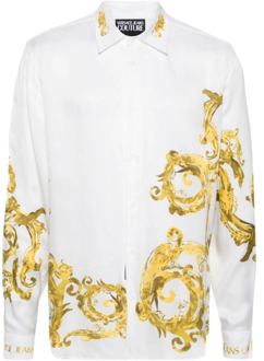 Versace Jeans Couture Witte Twill Panel Aquarel Overhemd Versace Jeans Couture , Multicolor , Heren - M,S