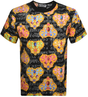 Versace Jeans Couture Zwart Heart Couture T-shirt Versace Jeans Couture , Multicolor , Heren - 2Xl,Xl,L,M,S