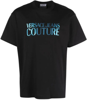 Versace Jeans Couture Zwart T-shirt met Couture Branding Versace Jeans Couture , Black , Heren - S,Xs