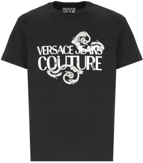 Versace Jeans Couture Zwart Watercolor Logo T-shirt Versace Jeans Couture , Black , Heren - Xl,L,M,S