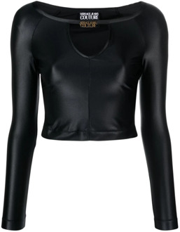 Versace Jeans Couture Zwarte Dames Top Ss24 Versace Jeans Couture , Black , Dames - M,S,3Xs
