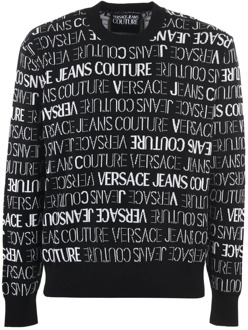 Versace Jeans Couture Zwarte en witte katoenen logotrui Versace Jeans Couture , Black , Heren - 2Xl,Xl