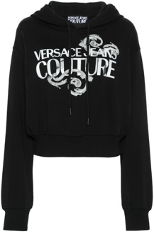 Versace Jeans Couture Zwarte Grafische Print Sweaters Versace Jeans Couture , Black , Dames - L,M,S,Xs,2Xs