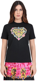 Versace Jeans Couture Zwarte Heart Couture T-shirt Versace Jeans Couture , Black , Dames - L,Xs