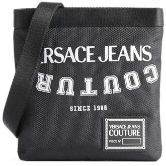 Versace Jeans Couture Zwarte Heren Schoudertas met Geborduurd Logo Versace Jeans Couture , Black , Heren - ONE Size