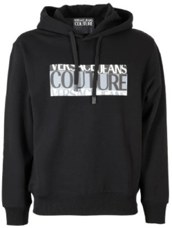 Versace Jeans Couture Zwarte herenhoodie met contrastprint Versace Jeans Couture , Black , Heren - L