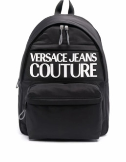 Versace Jeans Couture Zwarte Herenrugzak met Logo Versace Jeans Couture , Black , Heren - ONE Size