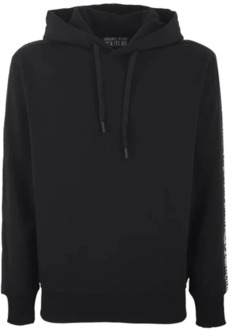 Versace Jeans Couture Zwarte hoodie met witte logo belettering - L Versace Jeans Couture , Black , Heren - XL