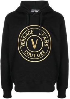 Versace Jeans Couture Zwarte Katoenen Logo Hoodie Versace Jeans Couture , Black , Heren - Xl,L,M,S,Xs