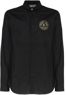 Versace Jeans Couture Zwarte Katoenen Poplin Overhemd voor Mannen Versace Jeans Couture , Black , Heren - L,M,S,3Xl