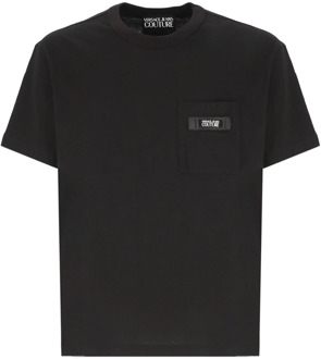 Versace Jeans Couture Zwarte Katoenen T-shirt voor Mannen Versace Jeans Couture , Black , Heren - 2Xl,Xl,L,M,S