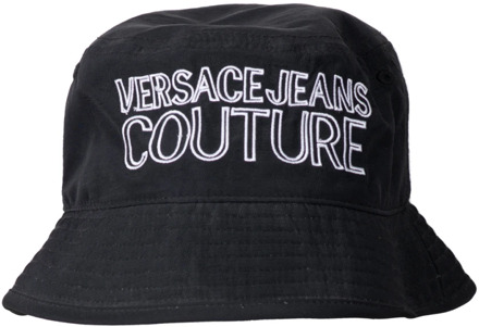 Versace Jeans Couture Zwarte Logo Cloche Hoed Versace Jeans Couture , Black , Heren - S