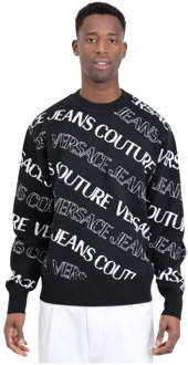Versace Jeans Couture Zwarte Logo Trui Lente Collectie Versace Jeans Couture , Multicolor , Heren