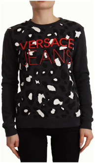 Versace Jeans Couture Zwarte Luipaard Trui Versace Jeans Couture , Black , Dames - M,S
