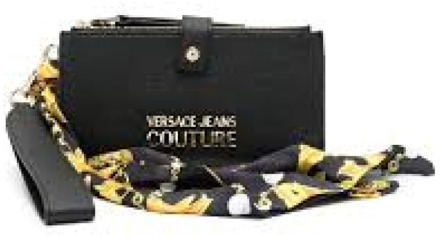 Versace Jeans Couture Zwarte Portemonnee met Polsband en Afneembare Sjaal Versace Jeans Couture , Black , Dames - ONE Size
