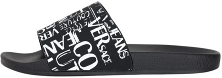 Versace Jeans Couture Zwarte rubberen sliders voor heren Versace Jeans Couture , Black , Heren - 40 Eu,39 Eu,41 EU