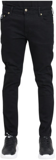 Versace Jeans Couture Zwarte Skinny Fit Logo Patch Broek Versace Jeans Couture , Black , Heren - W32,W30,W34,W31,W38,W33,W35,W36