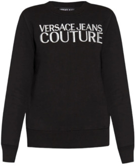 Versace Jeans Couture Zwarte Sweatshirt met Geborduurd Logo - M Versace Jeans Couture , Black , Dames