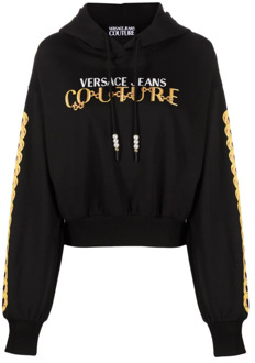 Versace Jeans Couture Zwarte Sweatshirts voor Dames Aw23 Versace Jeans Couture , Black , Dames - M,S,Xs