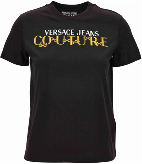 Versace Jeans Couture Zwarte T-shirt en Polo Collectie Versace Jeans Couture , Black , Dames - Xs,2Xs
