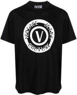 Versace Jeans Couture Zwarte T-shirts Polos voor heren Versace Jeans Couture , Black , Heren - Xl,M,S