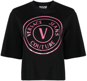Versace Jeans Couture Zwarte T-shirts Polos voor vrouwen Versace Jeans Couture , Black , Dames - L,M,S,Xs,2Xs
