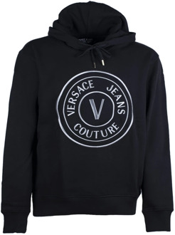 Versace Jeans Couture Zwarte V Emblem Hoodie Versace Jeans Couture , Black , Heren - Xl,L,M