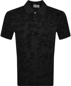 Versace Jeans Versace jeans couture all over polo graffiti flock Zwart - XS