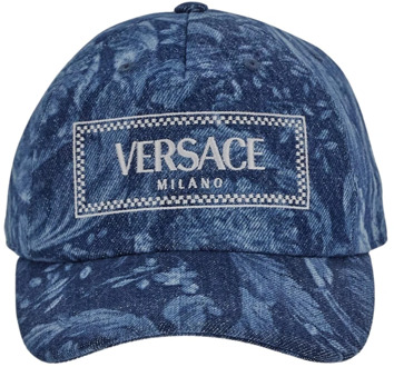 Versace Katoenen Baseballpet Versace , Blue , Dames - 57 CM
