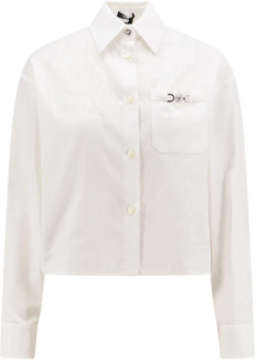 Versace Katoenen overhemd met Barocco motief Versace , White , Dames - M,S,Xs