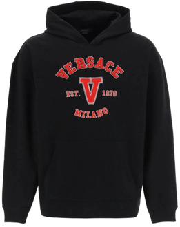 Versace Klassieke Zwarte Katoenen Hoodie Versace , Black , Heren - L,M,S