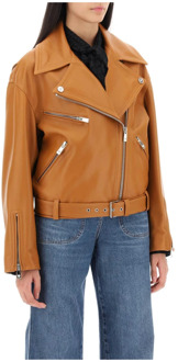 Versace Leather Jackets Versace , Brown , Dames - XS