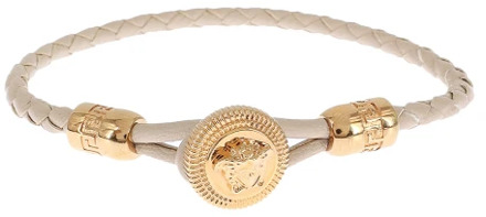 Versace Leren armband met Medusa-detail Versace , Beige , Heren - L,M