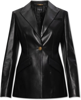 Versace Leren blazer Versace , Black , Dames - S,Xs