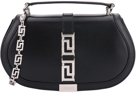 Versace Leren handtas met metalen detail Versace , Black , Dames - ONE Size