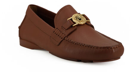 Versace Leren Instappers Medusa Hoofd Stijl Bruin