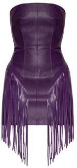 Versace Leren jurk met franjes Versace , Purple , Dames - XS