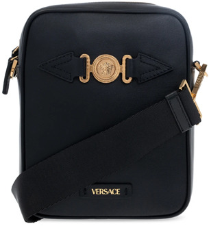 Versace Leren schoudertas Versace , Black , Heren - ONE Size