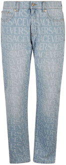 Versace Lichtblauwe Jeans met Grafische Print voor Heren Versace , Blue , Heren - W35,W32,W36,W34,W33,W31