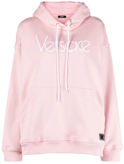 Versace Logo Borduurwerk Hoodie Versace , Pink , Dames - M,S,Xs,2Xs