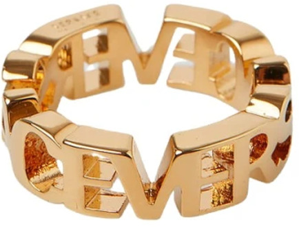 Versace Logo Ring Goudkleurige Messing Sieraden Versace , Yellow , Dames - 54 Mm,52 Mm,50 Mm,48 MM