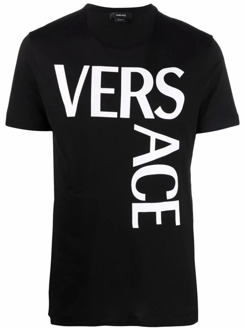 Versace Logo T-shirt van katoen Versace , Black , Heren - S