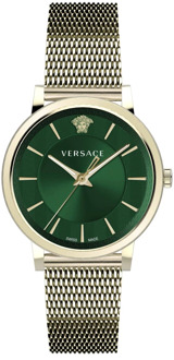 Versace Luxe Groene Wijzerplaat Gouden Horloge Versace , Yellow , Heren - ONE Size